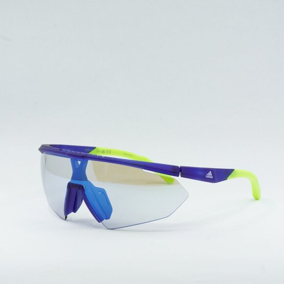 Adidas SP0015 91X Shield Sunglasses - Matte Blue \ Blue Mirror - Picture 4 of 10